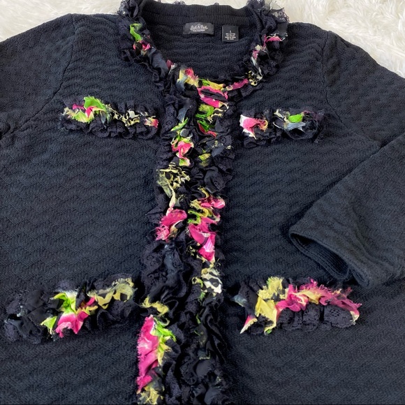 Peck & Peck Vintage Lace Ruffle Trim Knit Sweater - Picture 4 of 9